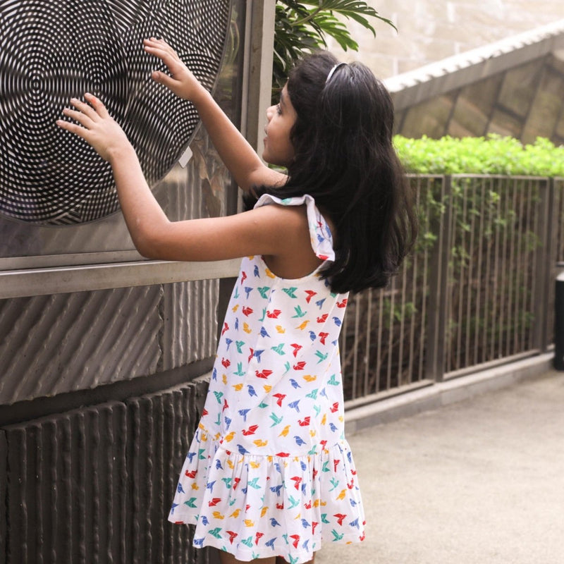 Buy Organic Cotton Strap Dress- Gummy Birds | Shop Verified Sustainable Kids Frocks & Dresses on Brown Living™