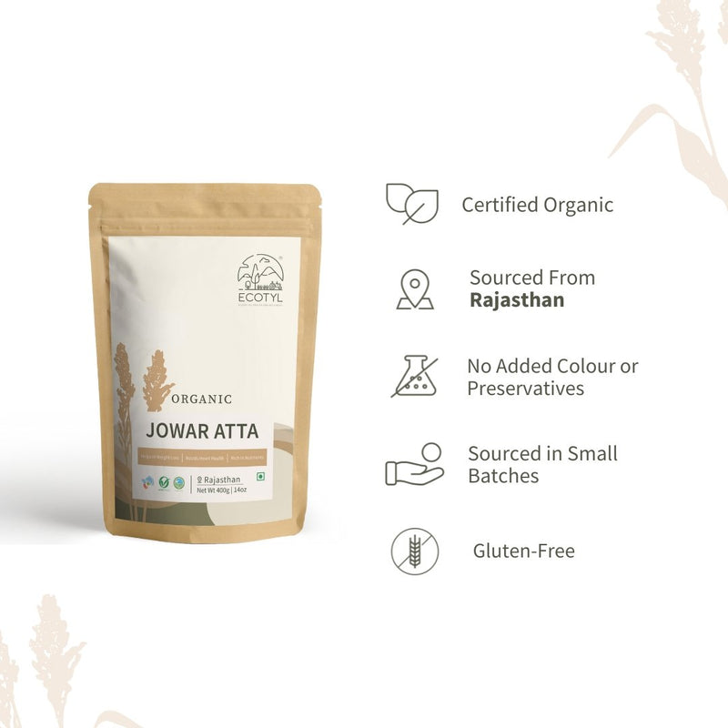 Buy Organic Jowar Atta - 800g (400g x 2 packs) | Shop Verified Sustainable Cooking & Baking Supplies on Brown Living™