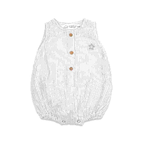 Buy Organic Muslin Baby Romper - Grey Stripe | Shop Verified Sustainable Kids Rompers on Brown Living™