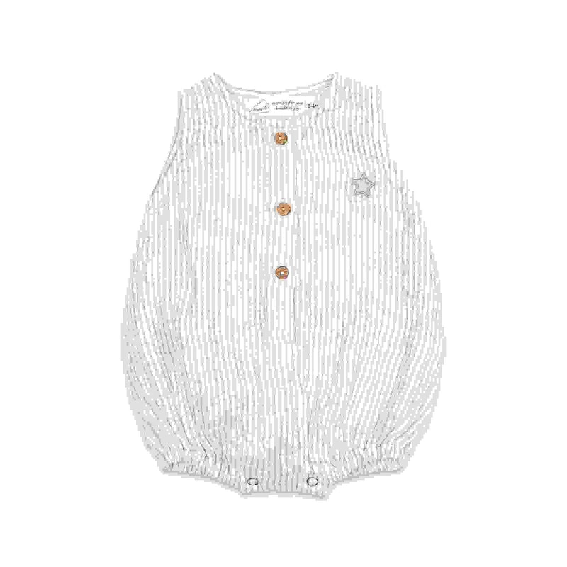 Buy Organic Muslin Baby Romper - Grey Stripe | Shop Verified Sustainable Kids Rompers on Brown Living™