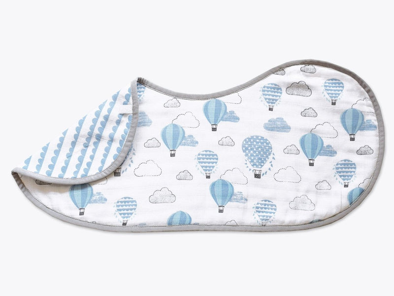 Buy Organic Muslin Burp Cloth & Bib Up, Up & Away Blue | Shop Verified Sustainable Baby Bibs & Hanky on Brown Living™