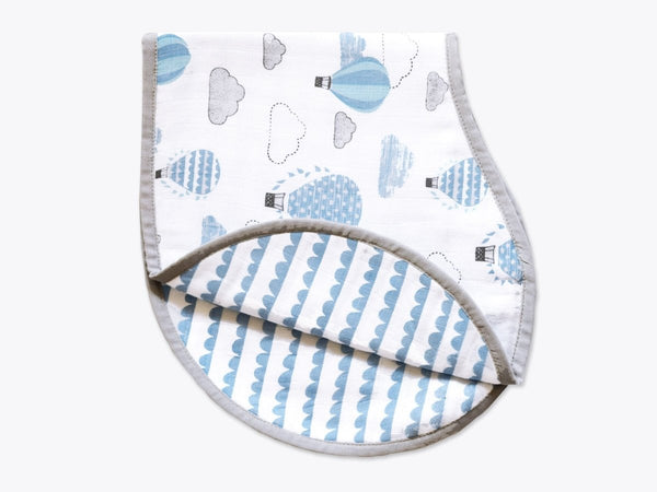 Buy Organic Muslin Burp Cloth & Bib Up, Up & Away Blue | Shop Verified Sustainable Baby Bibs & Hanky on Brown Living™