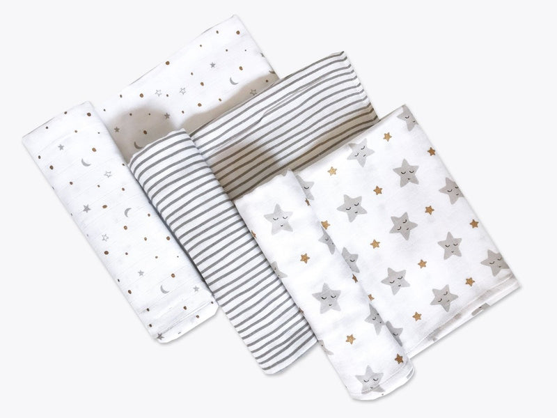 Buy Organic Muslin Swaddles Set of 3 Sleepy Star Metallic | Shop Verified Sustainable Baby Swaddle on Brown Living™