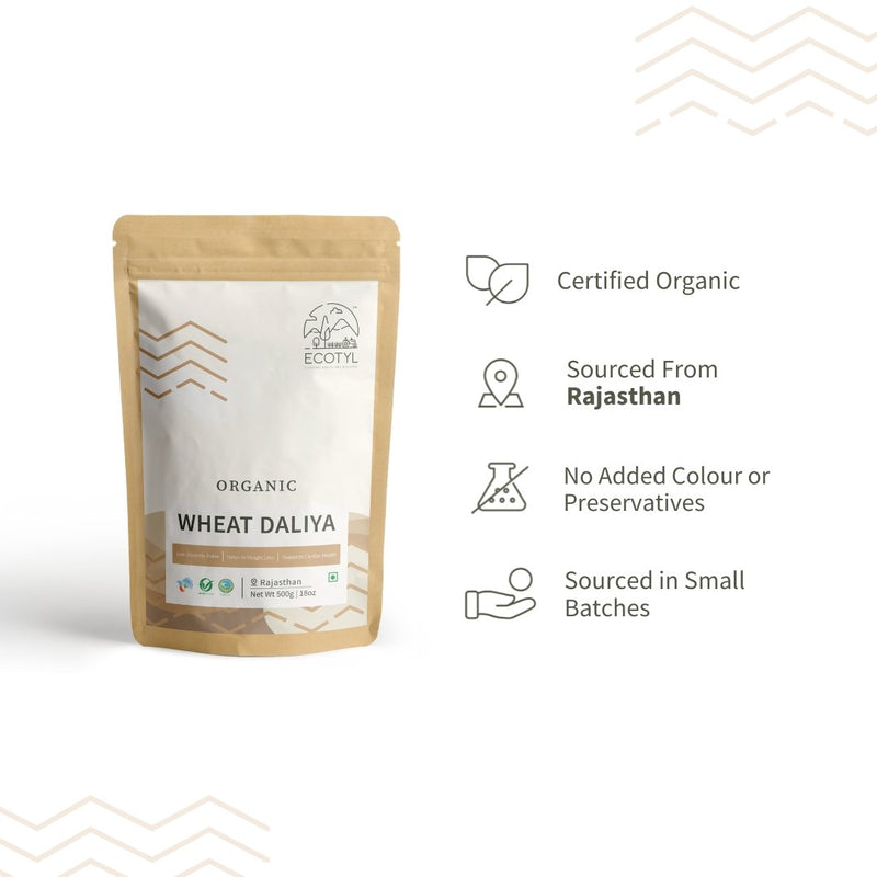 Buy Organic Wheat Daliya - Set of 2 (500 g Each) | Shop Verified Sustainable Cereal & Meusli on Brown Living™