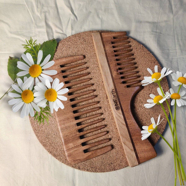 Buy Organic Wooden Neem Wood Combs - Pack of 2 | Shop Verified Sustainable Hair Comb on Brown Living™