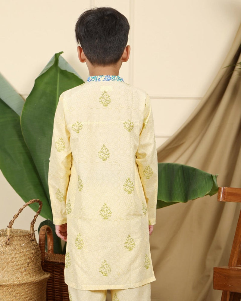 Buy Panna Boys Ethnic Kurta with Nehru Jacket and Churidaar Set | Shop Verified Sustainable Kids Ethnic Sets on Brown Living™