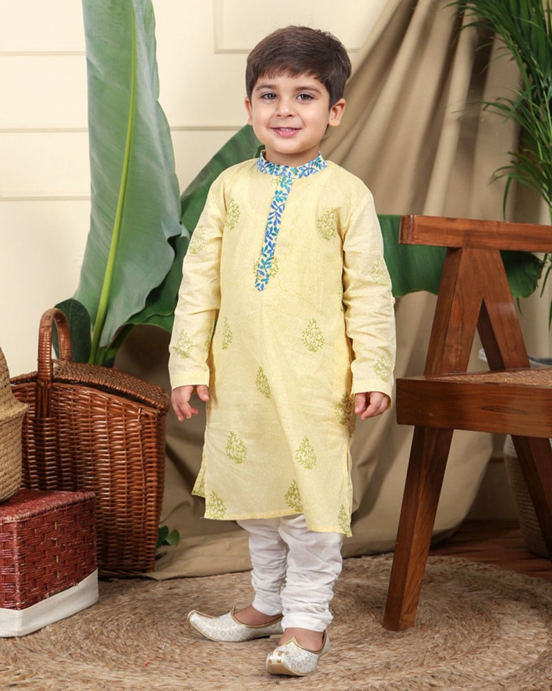 Buy Panna Boys Hand-Block Printed Cotton Ethnic Kurta Set | Shop Verified Sustainable Kids Ethnic Sets on Brown Living™