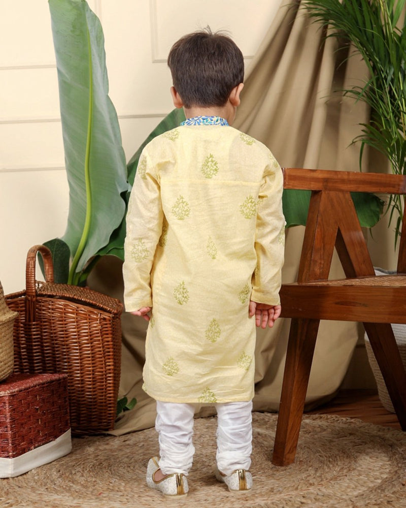 Buy Panna Boys Hand-Block Printed Cotton Ethnic Kurta Set | Shop Verified Sustainable Kids Ethnic Sets on Brown Living™