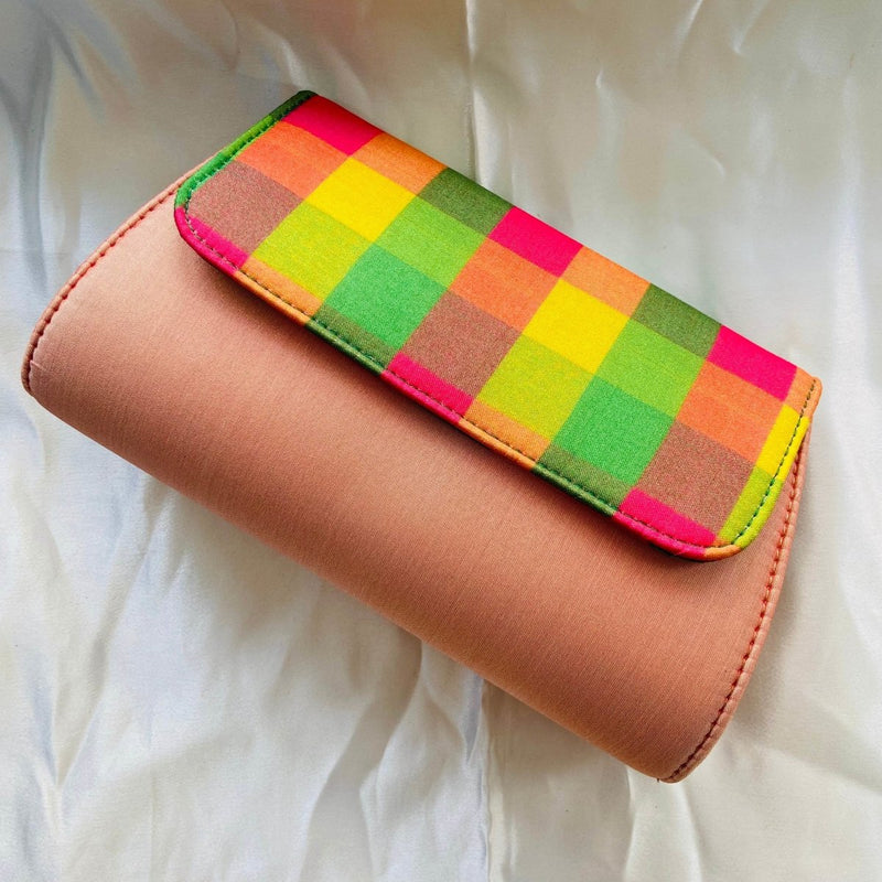 Buy Party Clutch Purse with Sling- Peach with multicolour | Shop Verified Sustainable Womens Clutch on Brown Living™