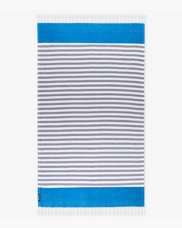 Buy Peacock Blue Bamboo & Cotton Blend Woven Towel | Tula stripe | Shop Verified Sustainable Products on Brown Living