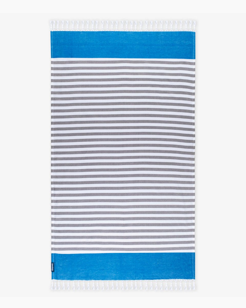 Buy Peacock Blue Bamboo & Cotton Blend Woven Towel | Tula stripe | Shop Verified Sustainable Products on Brown Living