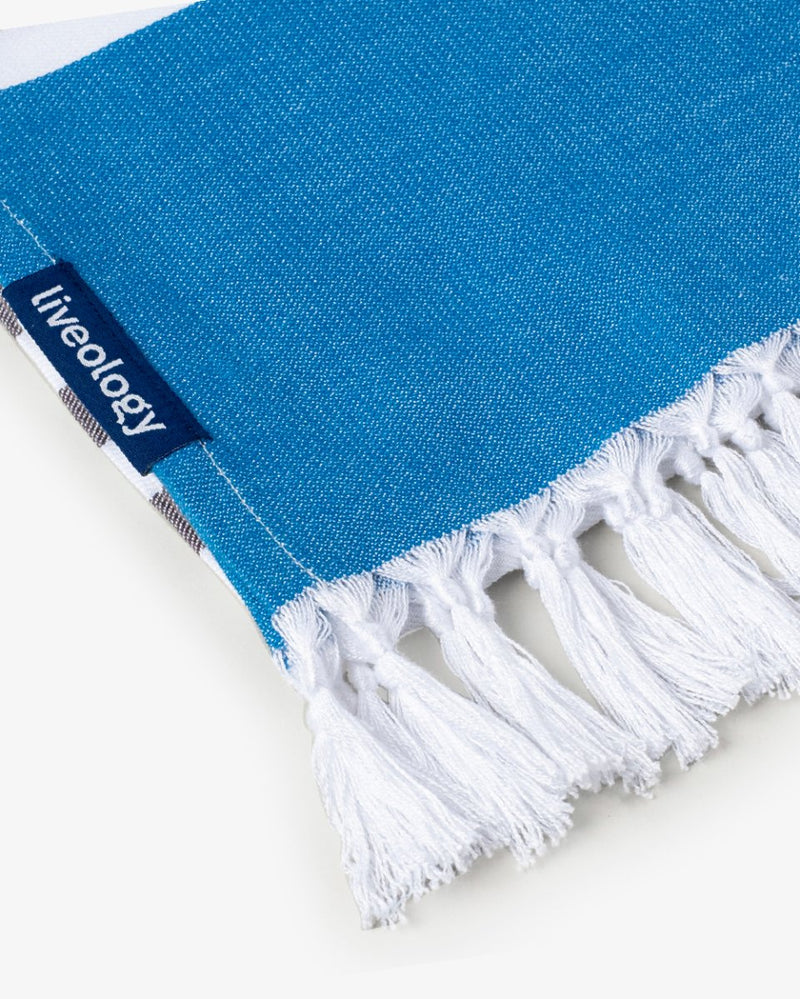 Buy Peacock Blue Bamboo & Cotton Blend Woven Towel | Tula stripe | Shop Verified Sustainable Products on Brown Living