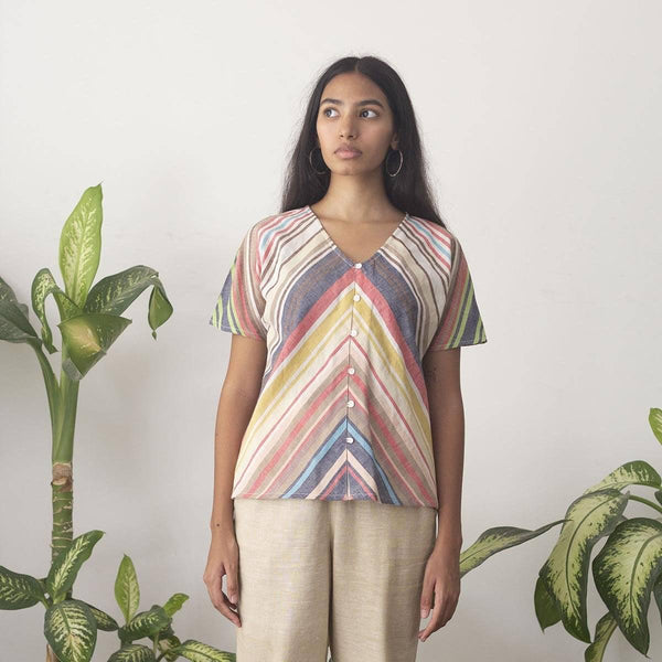 Buy Pichkaari Kimono Stripe Top | Shop Verified Sustainable Womens Top on Brown Living™