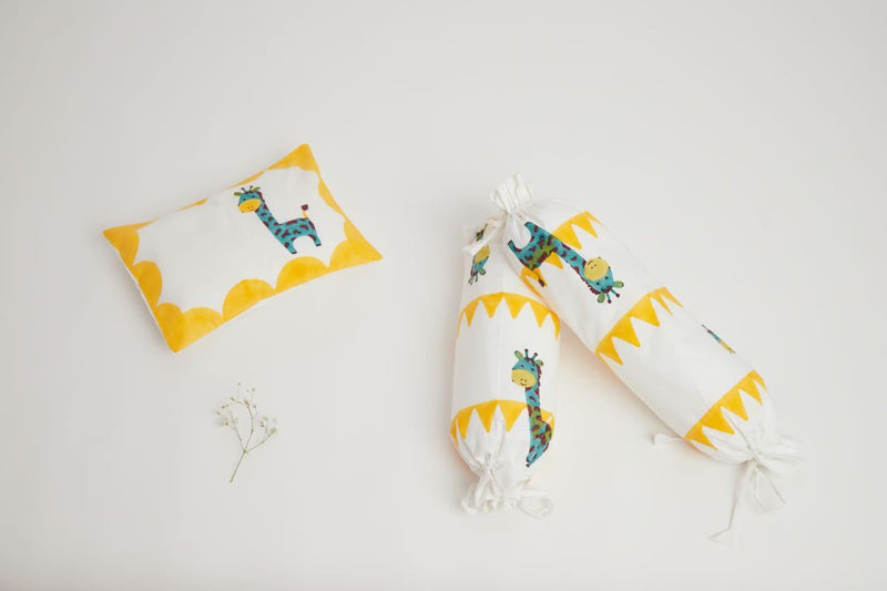 Buy Pillow & Bolster Set - Gira The Giraffe - Yellow | Shop Verified Sustainable Bed Linens on Brown Living™