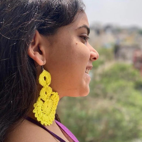 Buy Pineapple Crochet Fabric Earrings | Shop Verified Sustainable Womens Earrings on Brown Living™