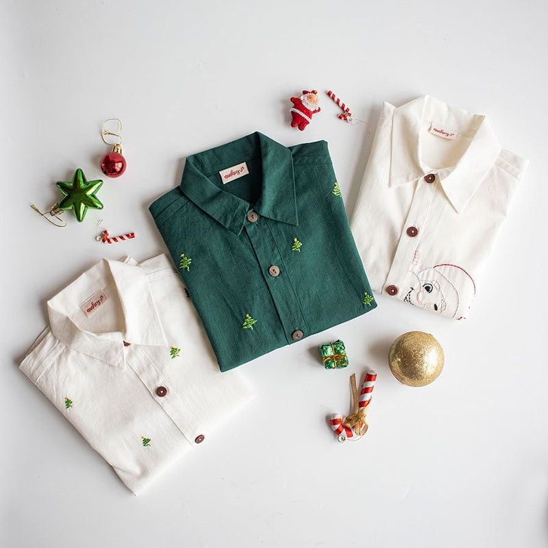 Buy Pined Pine Trees Embroidered Formal Shirt | Shop Verified Sustainable Kids Shirts on Brown Living™