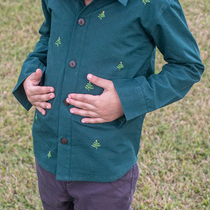 Buy Pined Pine Trees Embroidered Formal Shirt | Shop Verified Sustainable Kids Shirts on Brown Living™