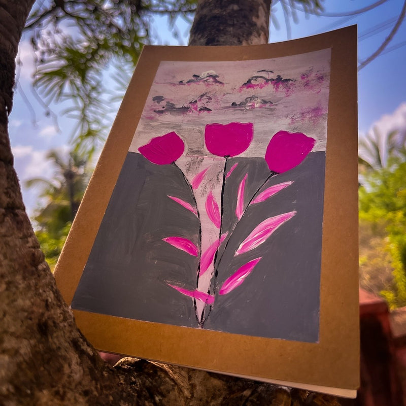 Buy Pink Flowers Handpainted Notebook | Shop Verified Sustainable Notebooks & Notepads on Brown Living™