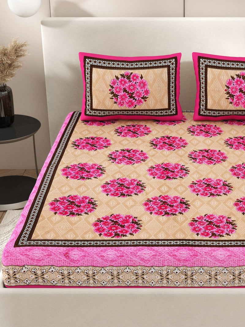 Buy Pink Interiors Floral Print Cotton Queen Size Bedding Set | Shop Verified Sustainable Bedding on Brown Living™