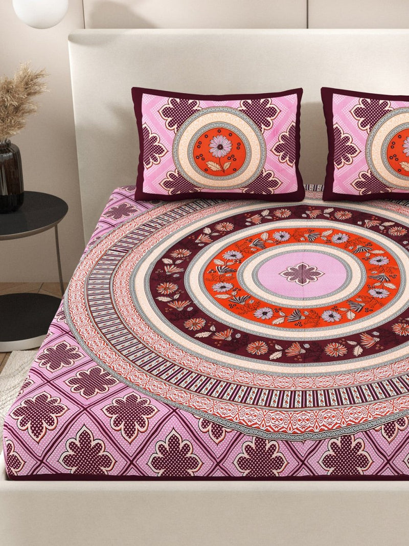 Buy Pink Interiors Paisley Hand Printed Cotton Queen Size Bedding Set | Shop Verified Sustainable Bedding on Brown Living™