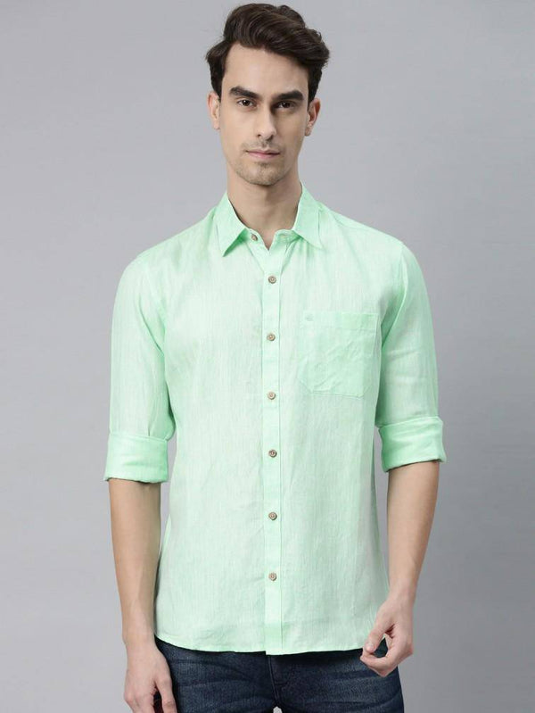 Buy Pista Green Colour Slim Fit Hemp Formal Shirt | Shop Verified Sustainable Mens Shirt on Brown Living™