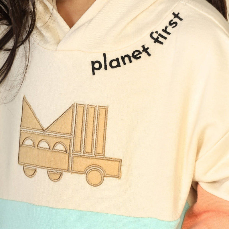 Buy Planet First Colour Blocked Unisex Hoodie | Shop Verified Sustainable Kids Sweat Shirts on Brown Living™