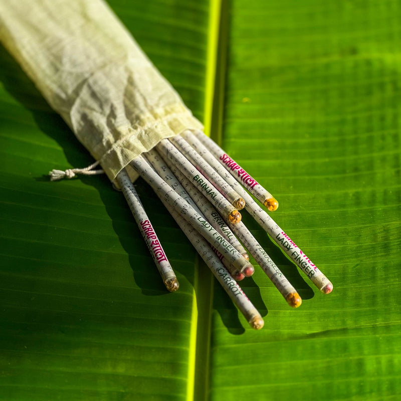 Buy Plantable Pencil Pack | Set of 10 | 4 plantable seeds | Upcycled | Scrapshala | Shop Verified Sustainable Stationery on Brown Living™