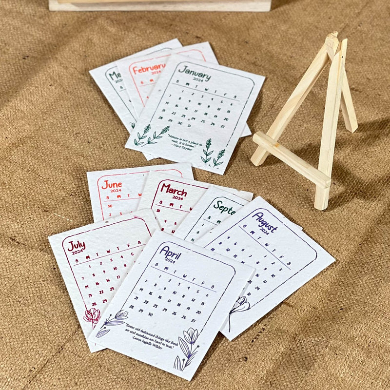 Buy Plantable Seed Paper Calendar 2024 with Wooden Easel Stand | Shop Verified Sustainable Organizers & Planners on Brown Living™