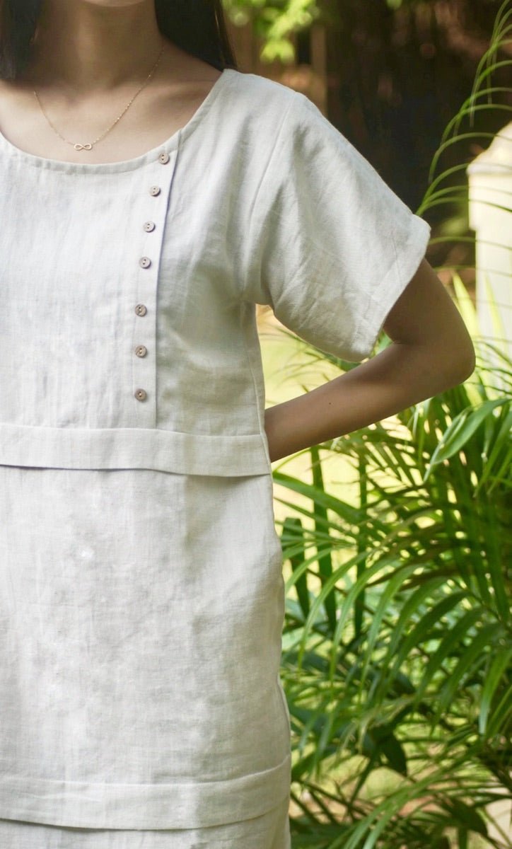 Buy Pleated Round Neck Cotton Dress | Shop Verified Sustainable Womens Dress on Brown Living™