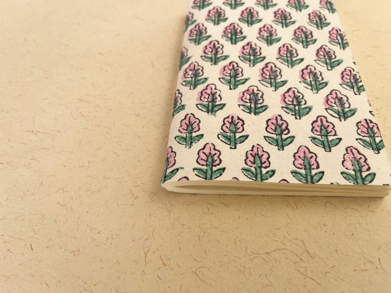 Buy Pocket - size handmade Tulip block print journal | Eco - friendly notebook, Sustainable, Upcycled cotton rag paper | Shop Verified Sustainable Notebooks & Notepads on Brown Living™