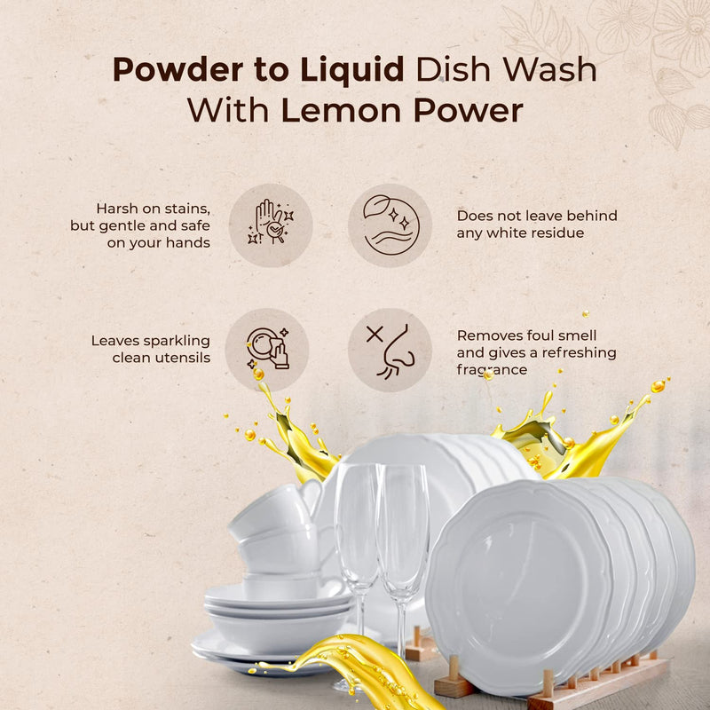 Powder to Liquid Dish Wash Refill- 2.5L (5x500ml) | Verified Sustainable Cleaning Supplies on Brown Living™