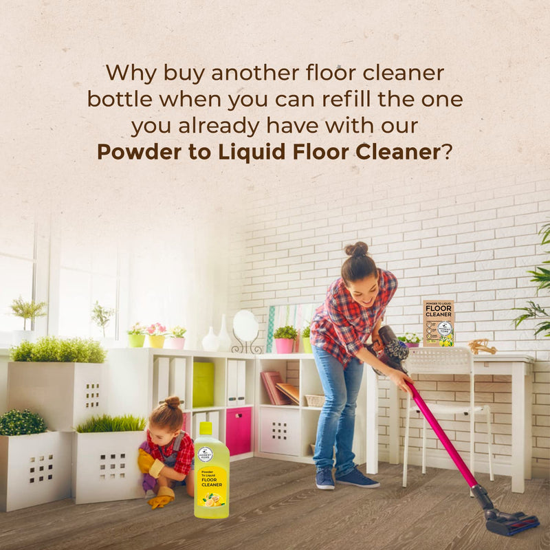 Powder to Liquid Floor Cleaner Refill- 2.5L (5x500ml)- Lemon | Verified Sustainable Cleaning Supplies on Brown Living™