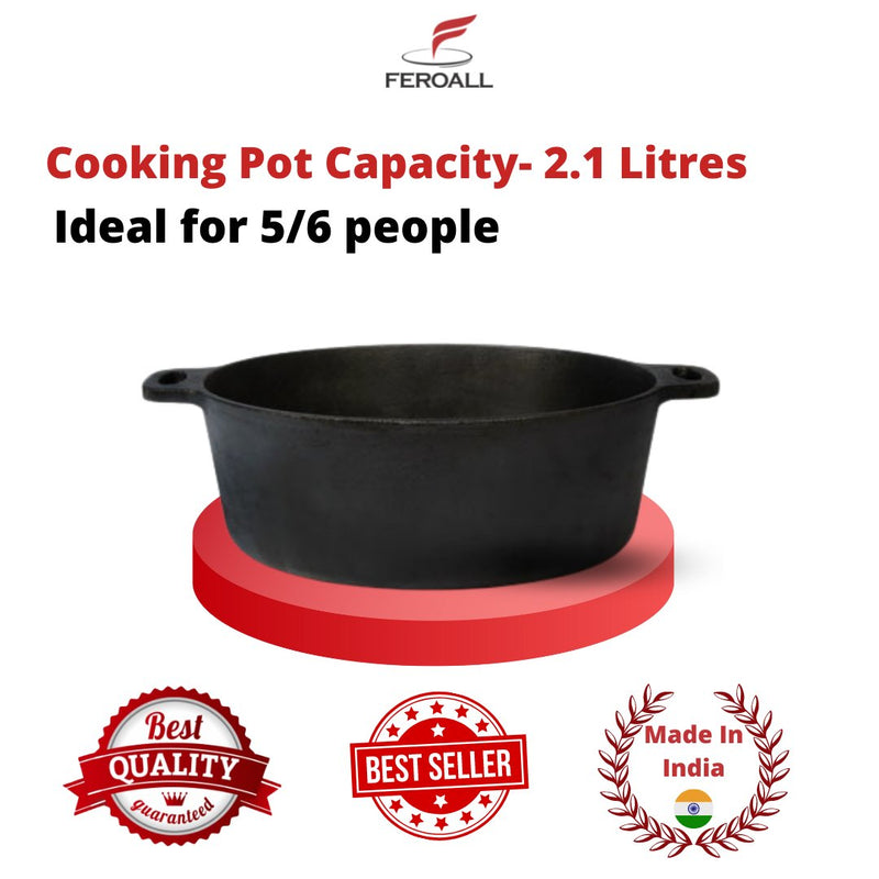 Buy Pre Seasoned Cast Iron Cooking Pot | 2.1 litres, 1.8 kg | Shop Verified Sustainable Cookware on Brown Living™