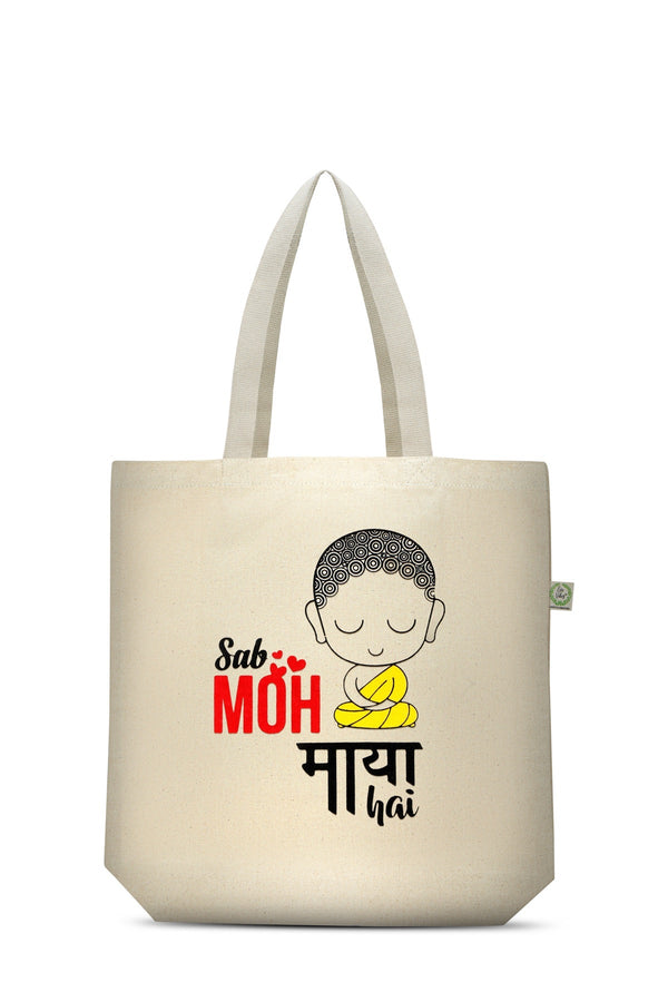 Premium Cotton Canvas Tote Bag- Moh Maya White | Verified Sustainable Tote Bag on Brown Living™