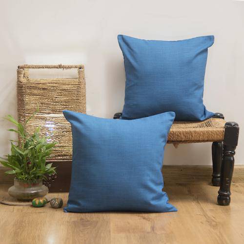 Buy Premium Jade blue Cotton Cushion Cover - Set of 2 & 5 | Shop Verified Sustainable Covers & Inserts on Brown Living™