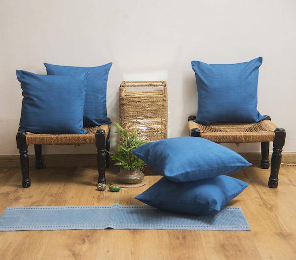 Buy Premium Jade blue Cotton Cushion Cover - Set of 2 & 5 | Shop Verified Sustainable Covers & Inserts on Brown Living™