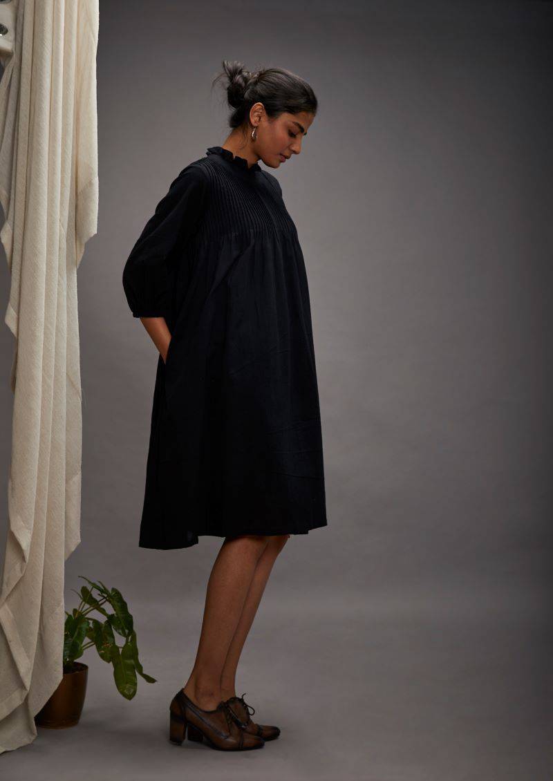 Buy Pretty Pintuck Dress - Black | Shop Verified Sustainable Womens Dress on Brown Living™