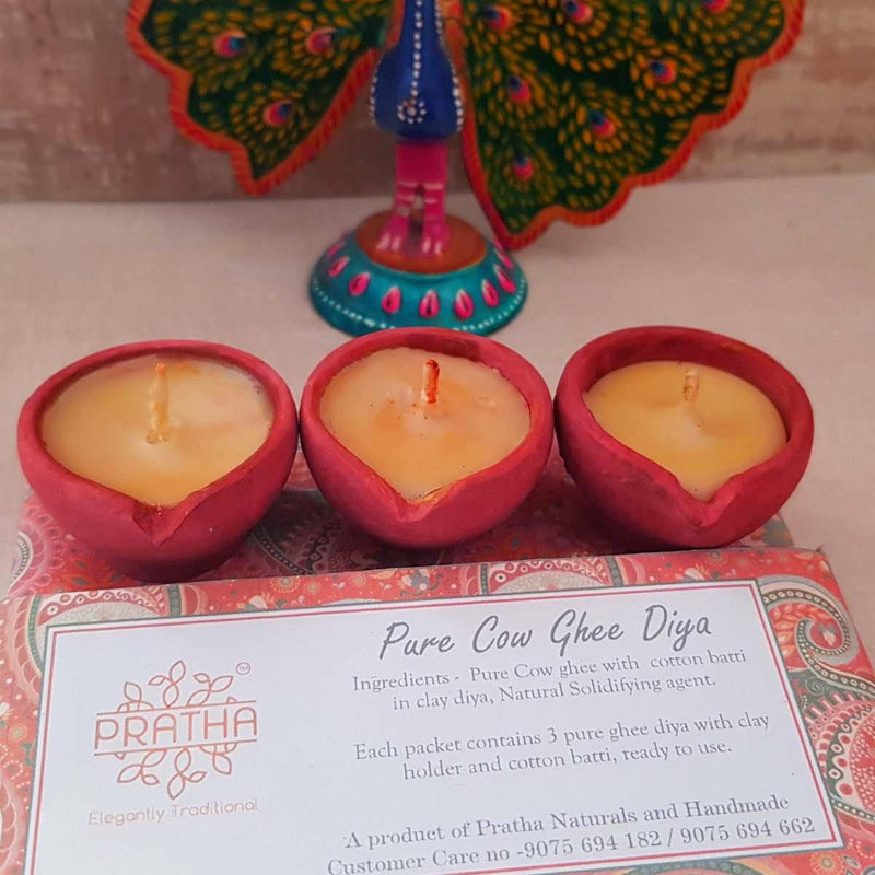 Buy Pure Cow Ghee Diya - set of 12 | Shop Verified Sustainable Lamps & Lighting on Brown Living™