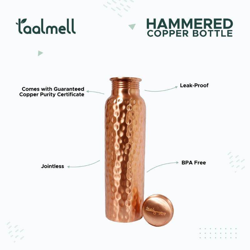 Buy Pure Hammered Copper Bottle | FREE Cotton bag - Taal Mell | Shop Verified Sustainable Bottles & Sippers on Brown Living™