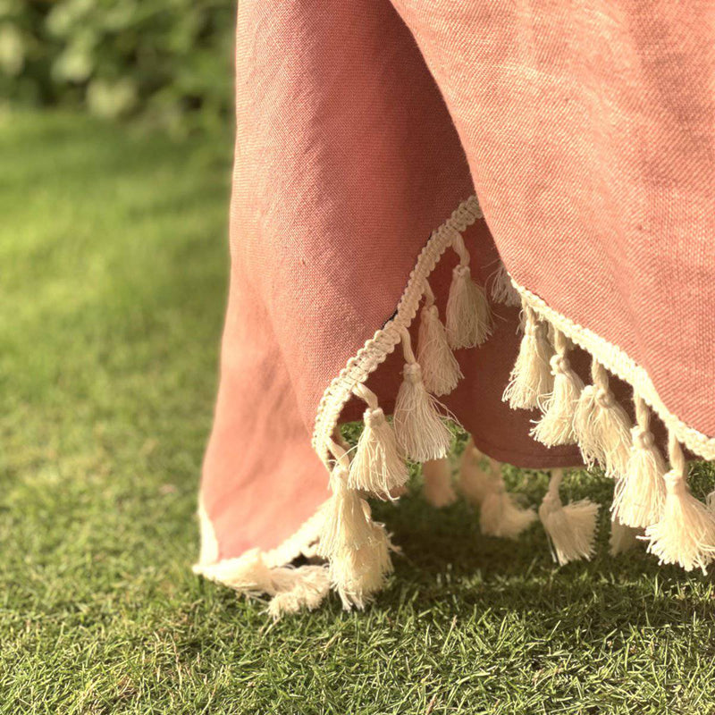 Buy Pure Hemp Table Runner with Cotton Tassel Lace | Shop Verified Sustainable Table Linens on Brown Living™