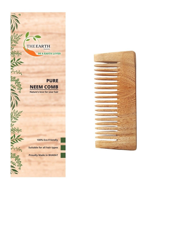 Pure Kacchi Neem Wood Comb Detangle 5.5 | Verified Sustainable Hair Comb on Brown Living™