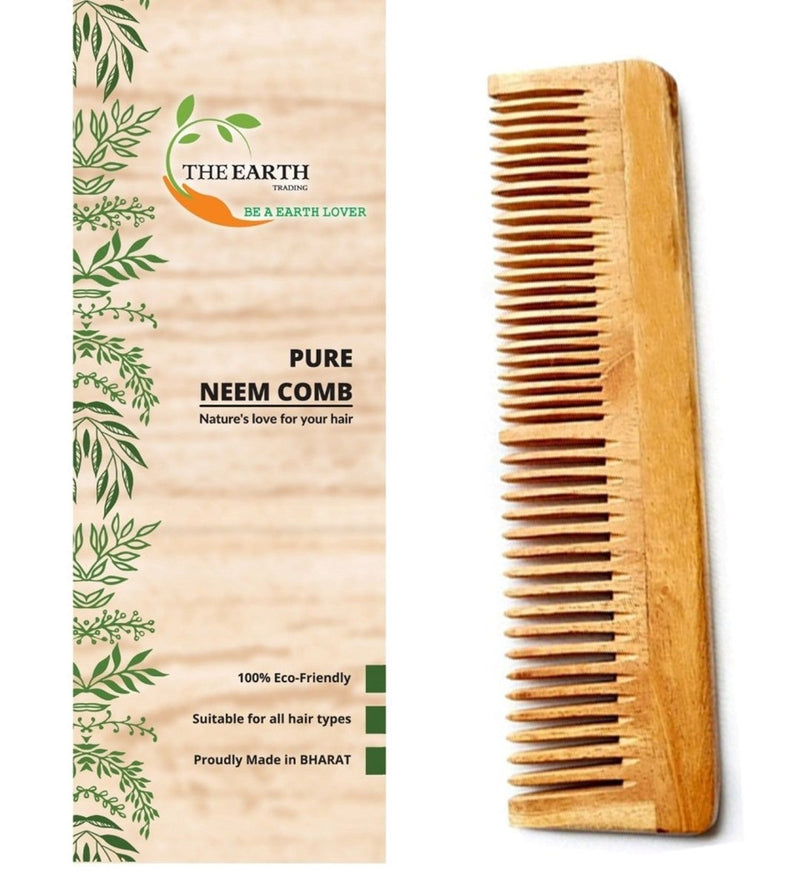 Pure Kacchi Neem Wood Comb Regular Double Teeth | Verified Sustainable Hair Comb on Brown Living™