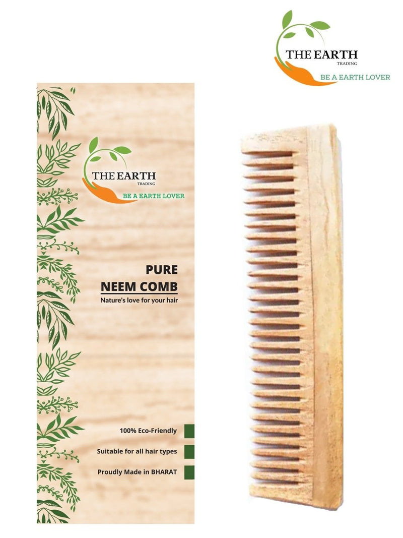 Pure Kacchi Neem Wood Detangle Comb Full Length | Verified Sustainable Hair Comb on Brown Living™