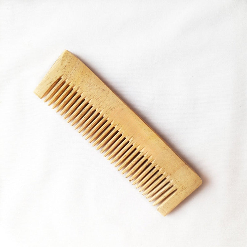 Pure Kacchi Neem Wood Pocket Size Comb | Verified Sustainable Hair Comb on Brown Living™