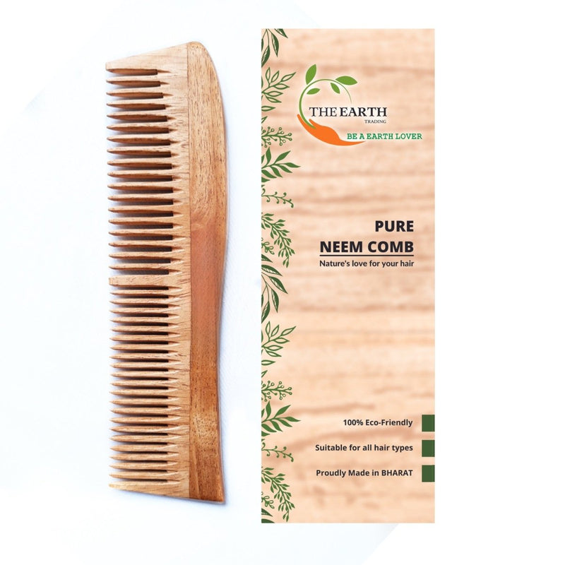 Pure Kacchi Neem Wood Regular Curve Comb | Verified Sustainable Hair Comb on Brown Living™