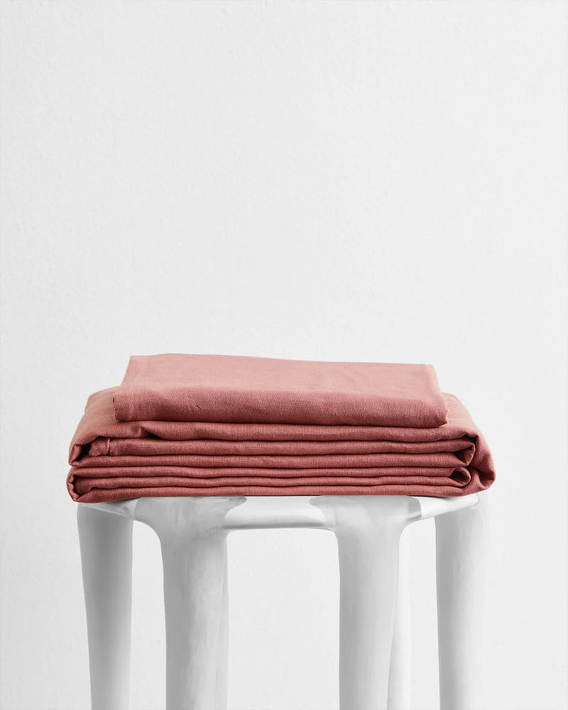 Buy Pure Linen Bed Sheet with Pillow Covers | 3 Pc Set |Dusty pink | Shop Verified Sustainable Bedding on Brown Living™