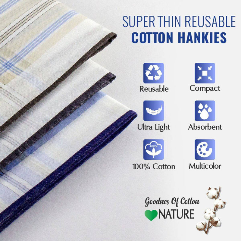 Buy Pure Premium Cotton Handkerchief With Colored Stripes - Pack Of 6 | Shop Verified Sustainable Handkerchiefs on Brown Living™