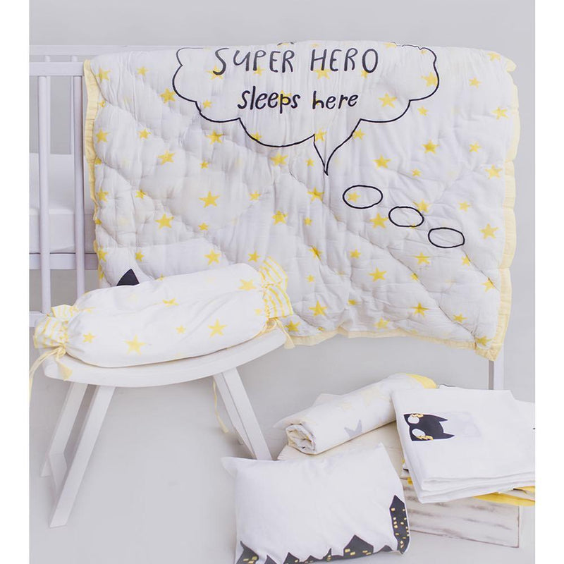 Buy Quilt - Ace The Superbaby Flies Over Town | Shop Verified Sustainable Bed Linens on Brown Living™