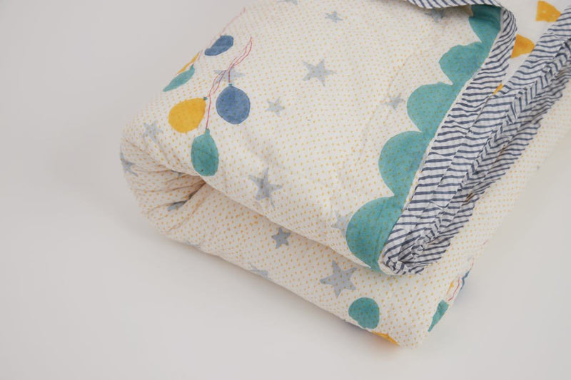 Buy Quilt - I Am Going To The Circus - Teal | Shop Verified Sustainable Bed Linens on Brown Living™