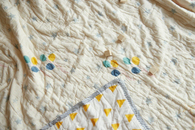 Buy Quilt - I Am Going To The Circus - Teal | Shop Verified Sustainable Bed Linens on Brown Living™